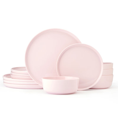 Martha Stewart 12 Piece Banded Fine Ceramic Dinnerware Set in